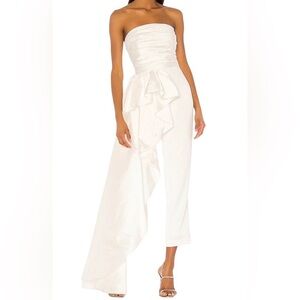 Jay Godfrey White Strapless Asymmetrical Ruffle Jumpsuit NWT Size 0 | Bridal Sho
